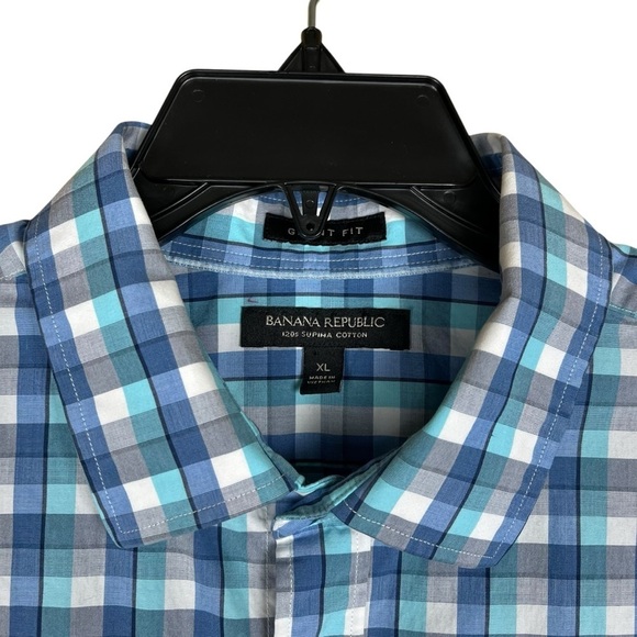 Banana Republic Men’s XL Grant Fit Blue Paid Long Sleeve Casual Button Up Shirt - Picture 6 of 9